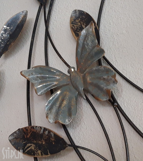 helpen etnisch uitgehongerd metalen wanddecoratie vlinders | metal art | stips.nl